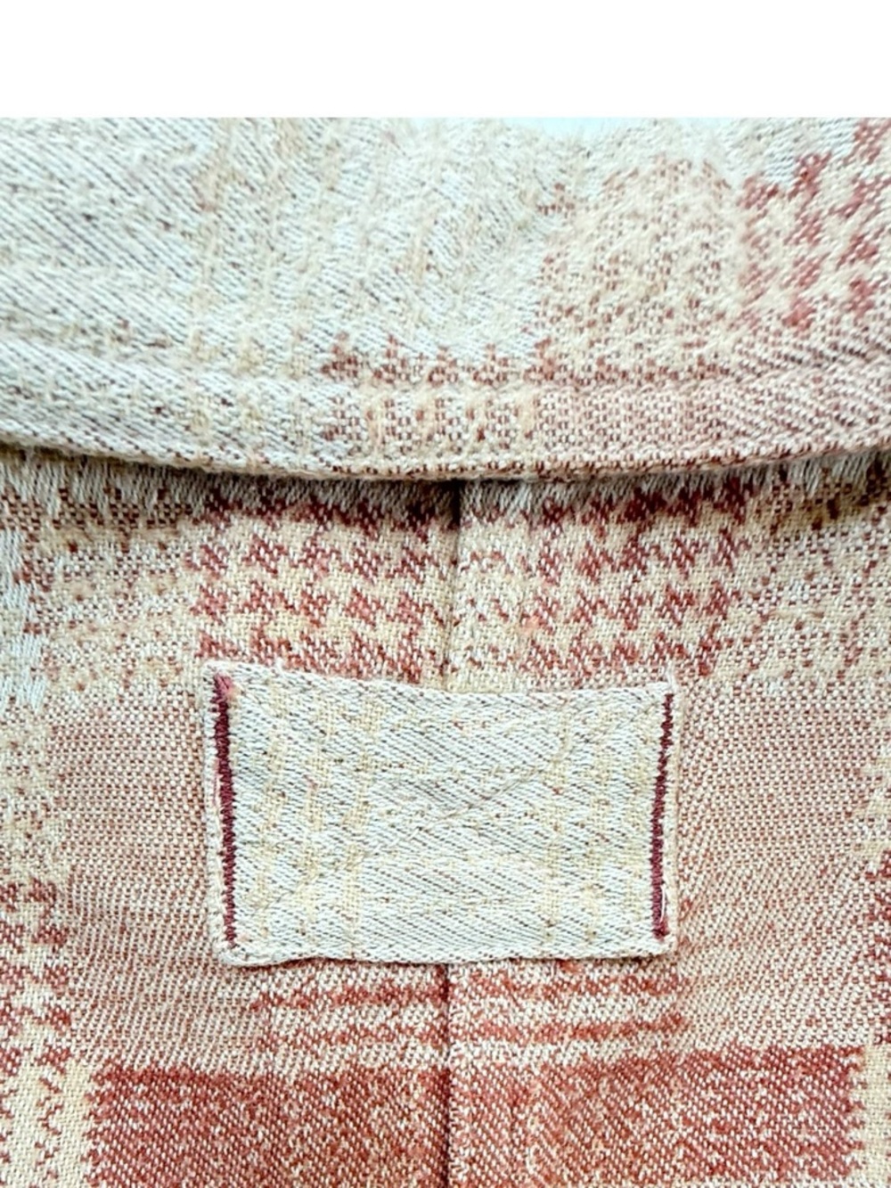 Free People Shirt Women L Beige Pink Plaid Button Up Long Sleeve - Picture 10 of 10